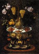 Juan de  Espinosa A fountain of grape vines, roses and apples in a conch shell oil painting reproduction
